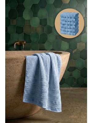 Seritaine 6'lı Işıl Premium Banyo Havlusu 70X140CM - Açık Mavi - %100 Pamuk - 600 Gr/m2
