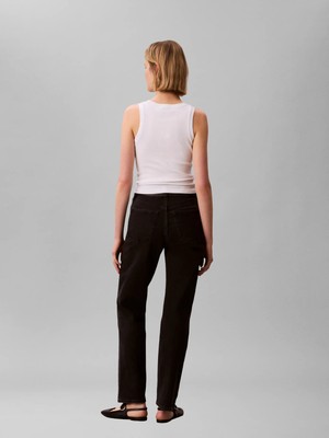 Calvin Klein Kadın / Kız Siyah Calvin Klein Hıgh Rıse Straıght M, Q2L Siyah Kadın Kot Pantolon