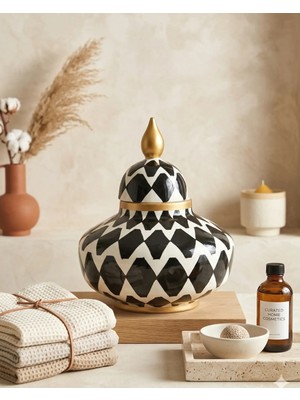 Marys Concept Siyah Bal Peteği Desen Uzay Küp 15 cm