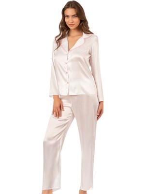 Obje Kadın Ekru Saten Pijama Alt