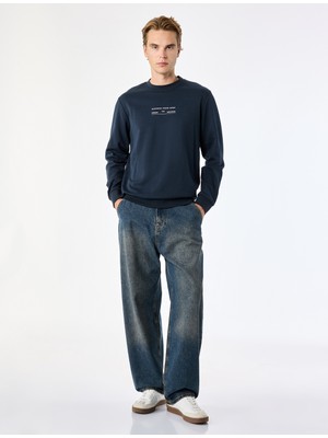 Koton Bisiklet Yaka Pamuklu Uzun Kollu Baskılı Sweatshirt