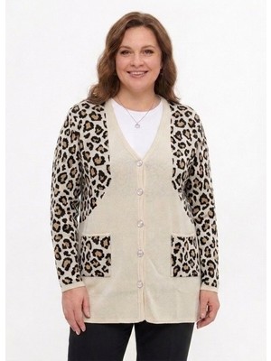 Onno Style Simli Leopar Desen Klasik Düğmeli Ceket