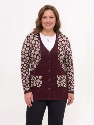 Onno Style Simli Leopar Desen Klasik Düğmeli Ceket