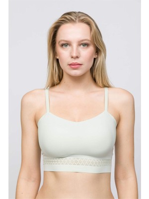 Obje Kadın Yeşil Dantelli Lazer Kesim Bralet