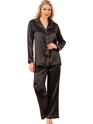 Obje Kadın Siyah Saten Pijama Alt