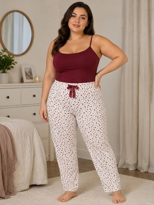 Pemilo Kadın Büyük Beden Desenli Milan Tek Alt Pijama