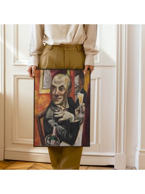 Pegziz Şampanya Kadehli Otoportre Tablosu | Çerçeveli Ekspresyonist Sanat Poster Duvar Dekoru
