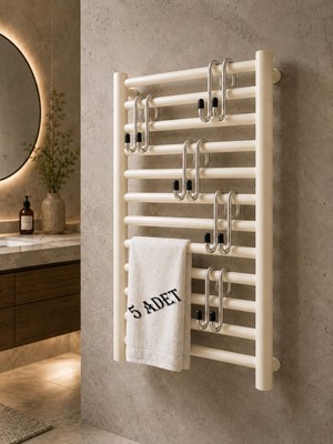 Teknor 5'li Havlupan Askısı | Delmeden Takılan Banyo Havlu Askılığı 10X5 cm