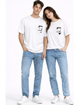 Nevermind You I Yazılı Kombin Sevgili Kombini 2'li Oversize Unisex Tişört Seti