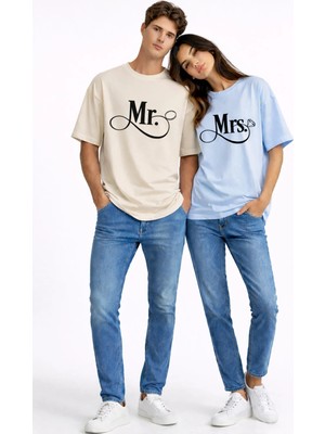 NEVERMIND Sevgili Kombini Mr Mrs Yüzük Detaylı Çift Tişört Nişan Söz Partner Kombin Seti