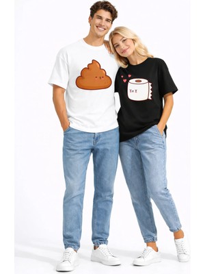 Nevermind Sevgili Kombini Eğlenceli Baskılı Çift Tişört Oversize Unisex Partner Tişört 2’li Set