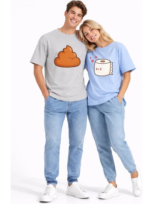 Nevermind Sevgili Kombini Eğlenceli Baskılı Çift Tişört Oversize Unisex Partner Tişört 2’li Set