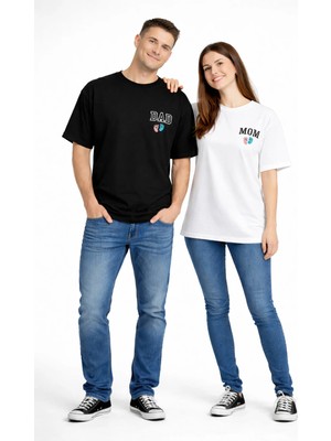 Nevermind Anne Baba Kombini Mom Dad Baskılı Sevgili Kombini 2'li Oversize Unisex Tişört Seti