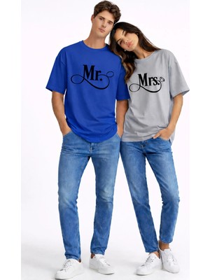 NEVERMIND Sevgili Kombini Mr Mrs Yüzük Detaylı Çift Tişört Nişan Söz Partner Kombin Seti