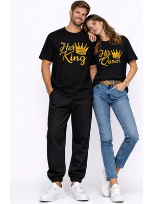 Nevermind King Queen Sevgili Kombini Oversize Çift Tişört Unisex Partner Kombin Uyumlu Çift Seti