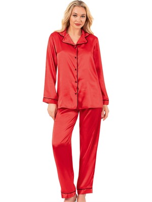 Obje Kadın Kırmızı Saten Pijama Alt