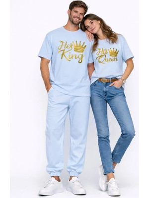 Nevermind King Queen Sevgili Kombini Oversize Çift Tişört Unisex Partner Kombin Uyumlu Çift Seti