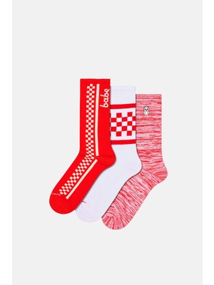 Happy Socks - Kırmızı 3\'lü Sneaker Çorap Seti