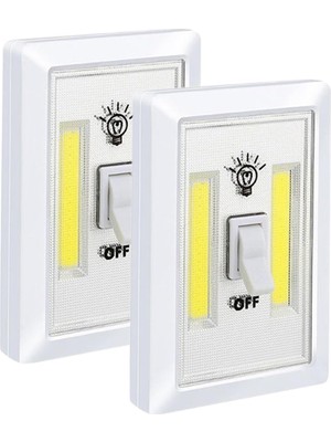 Delixa Pille Çalışan Duvar Anahtarı Tipi Cob LED Lamba, Kablosuz Dolap Içi Aydınlatma, Mıknatıs
