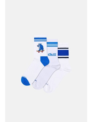 Happy Socks - Beyaz 3\'lü Sneaker Çorap Seti