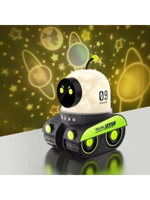 Delixa Bluetooth Hoparlörlü Robot Araba Gece Lambası Projeksiyon | USB Şarjlı Yıldızlı Gökyüzü Pr
