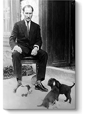 Delixa Atatürk ve Yavru Köpekler Tablosu 30 x 45