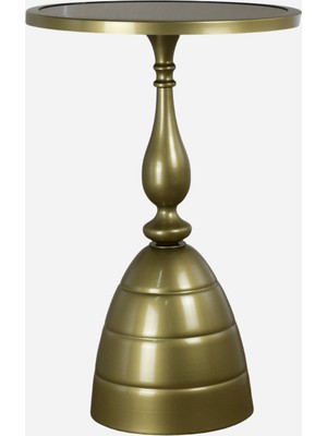Velora Ee Şık Gold Metal Tasarım Ahşap Tablalı Lüks Luxury Yan Sehpa