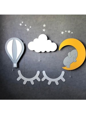Delixa Windly Concept Fil Balon Kirpik Gece Lambası Çocuk Odası Bebek Odası Dekoratif LED Aydınlatma