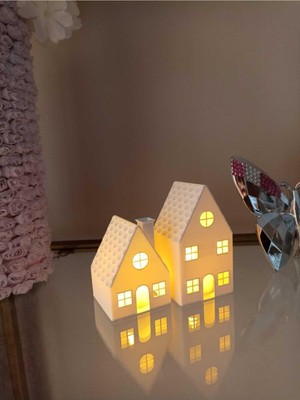 Delixa Yılbaşı Süsü LED Işıklı 2 Li Ev Dekorasyon 7-10 cm 2 LED Mum Dahildir