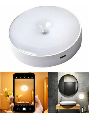 Delixa Forlife USB Şarjlı Hareket Sensörlü Otomatik 8 LED Aydınlatma Işık Mıknatıslı Koridor, Banyo, Dolap,