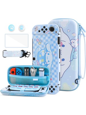Delixa Hypercase Blue Dog Carrying Case For Switch Oled, Cute Travel Accessories Bag For Switch OLED Consol