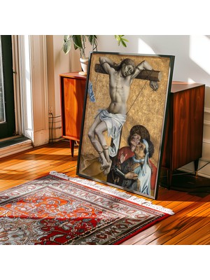 Pegziz Orta Çağ Dini Sanat Poster Çerçeveli Duvar Dekorurobert Campin Kötü Hırsız ve Isa Tablosu | Orta Çağ Dini Sanat Poster Çerçeveli Duvar Dekoru