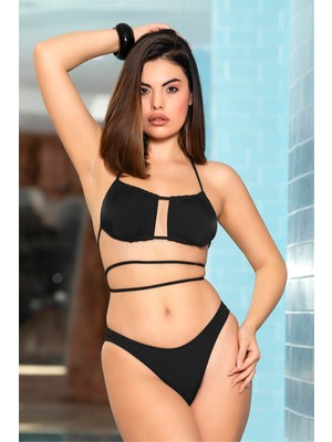 Obje Kadın Siyah Straplez Bikini Takım