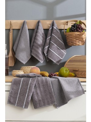 Delixa Mira Home 6 Lı El Yüz Mutfak Havlusu Seti Sophia 30 x 50 cm (Antrasit)
