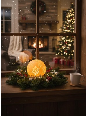 Delixa Christmas Serisi Kartopu Mumluk - Dekoratif Aydınlatma - Ev Dekorasyon - Dekoratif Beyaz Mumluk (Bey