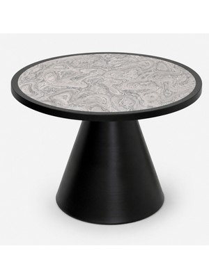Roya Lüks Siyah Metal Gövdeli Kütük Tabla Desenli Luxury Orta Sehpa