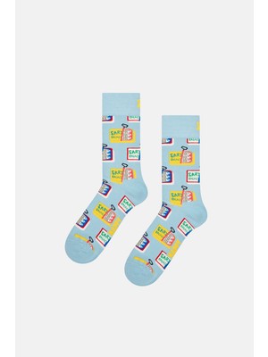 Happy Socks - Mavi Balık Desenli Çorap