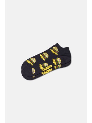 Happy Socks - Siyah Hamburger Desenli Çorap