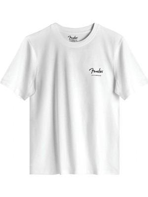 Fender® Stratocaster Technical Drawing Beyaz T-Shirt - White