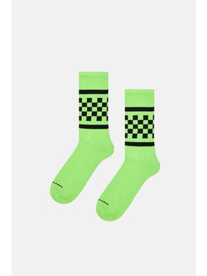 Happy Socks - Yeşil Kare Desenli Çorap