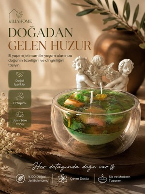 Çift Cidarlı Cam Bardak Mum – Okyanus Esintisi Kokulu Soya & Jel Mum 250 ml (11 x 11 Cm)