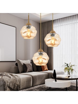 Apliqa Darko 3lü Yuvarlak Eskitme Modern Sarkıt Oturma Odası Salon Sarkıt Avize