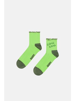 Happy Socks - Yeşil Yazılı Çorap