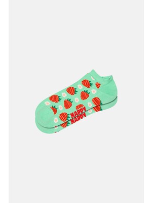 Happy Socks - Yeşil Çilek Desenli Çorap