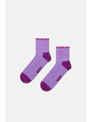 Happy Socks - Mor Yazılı Çorap