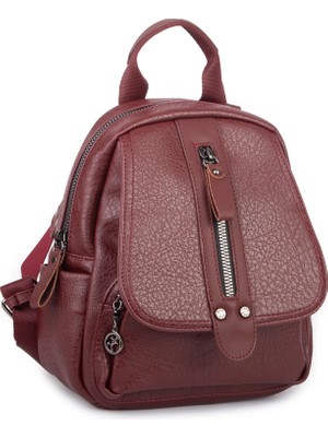 Nas Bag Kadın Sırt Çantası ve Omuz Çantası Dönüştürülebilir Tasarımlı Ürün Bordo Victoria