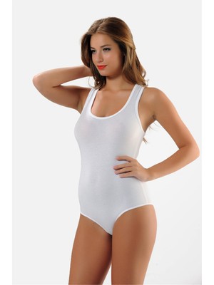 Obje Kadın Beyaz Spor Çıtçıtlı Body