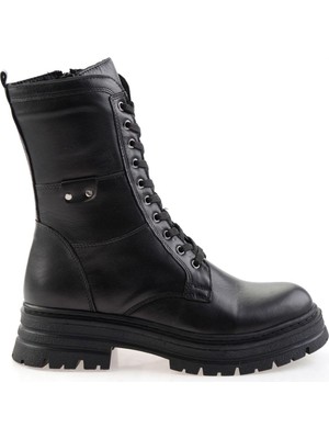 Bambi Siyah Hakiki Deri Kadın Bot & Bootie K02462040503