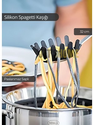 Jet's Home Silikon Spagetti Kaşığı Paslanmaz Çelik Saplı 32 cm