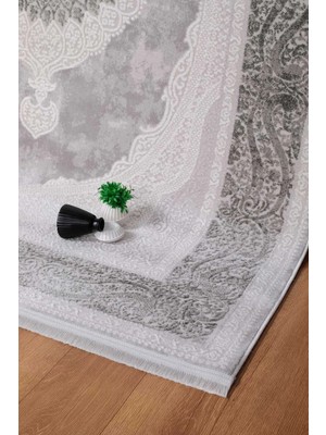 Valery Home Voyage %100 Akrilik Yumuşak Dokulu Halı Kilim Salon Mutfak Koridor Yolluk Dokuma Makine Halısı AC-408 GRİ , 150 x 233